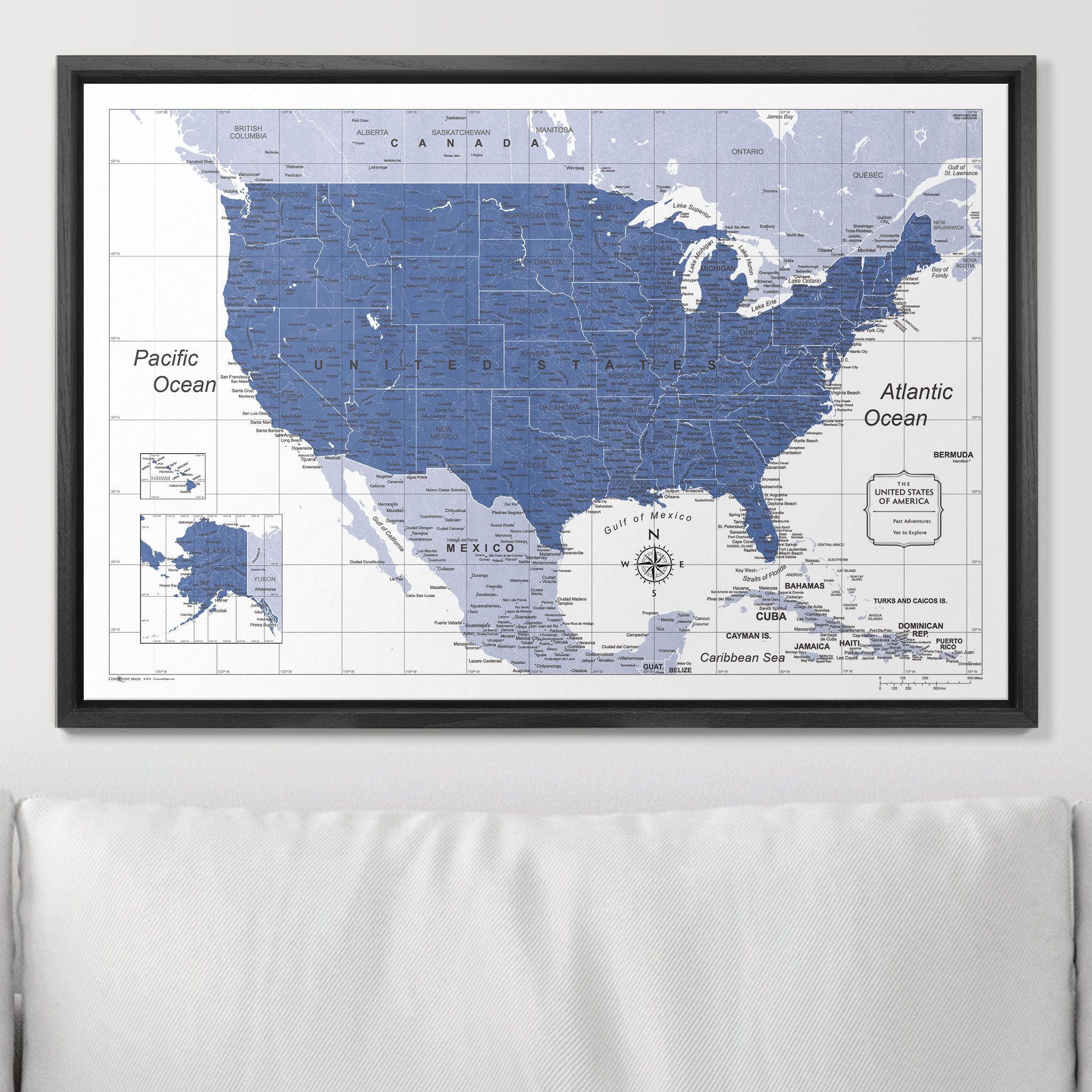 Push Pin USA Map (Pin Board) - Navy Color Splash CM Pin Board