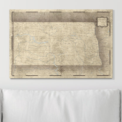 Push Pin North Dakota Map (Pin Board) - Rustic Vintage CM Pin Board