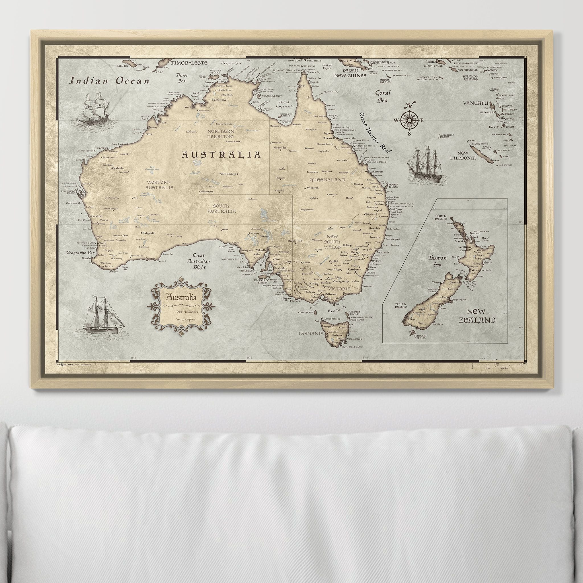 Push Pin Australia Map (Pin Board) - Rustic Vintage CM Pin Board