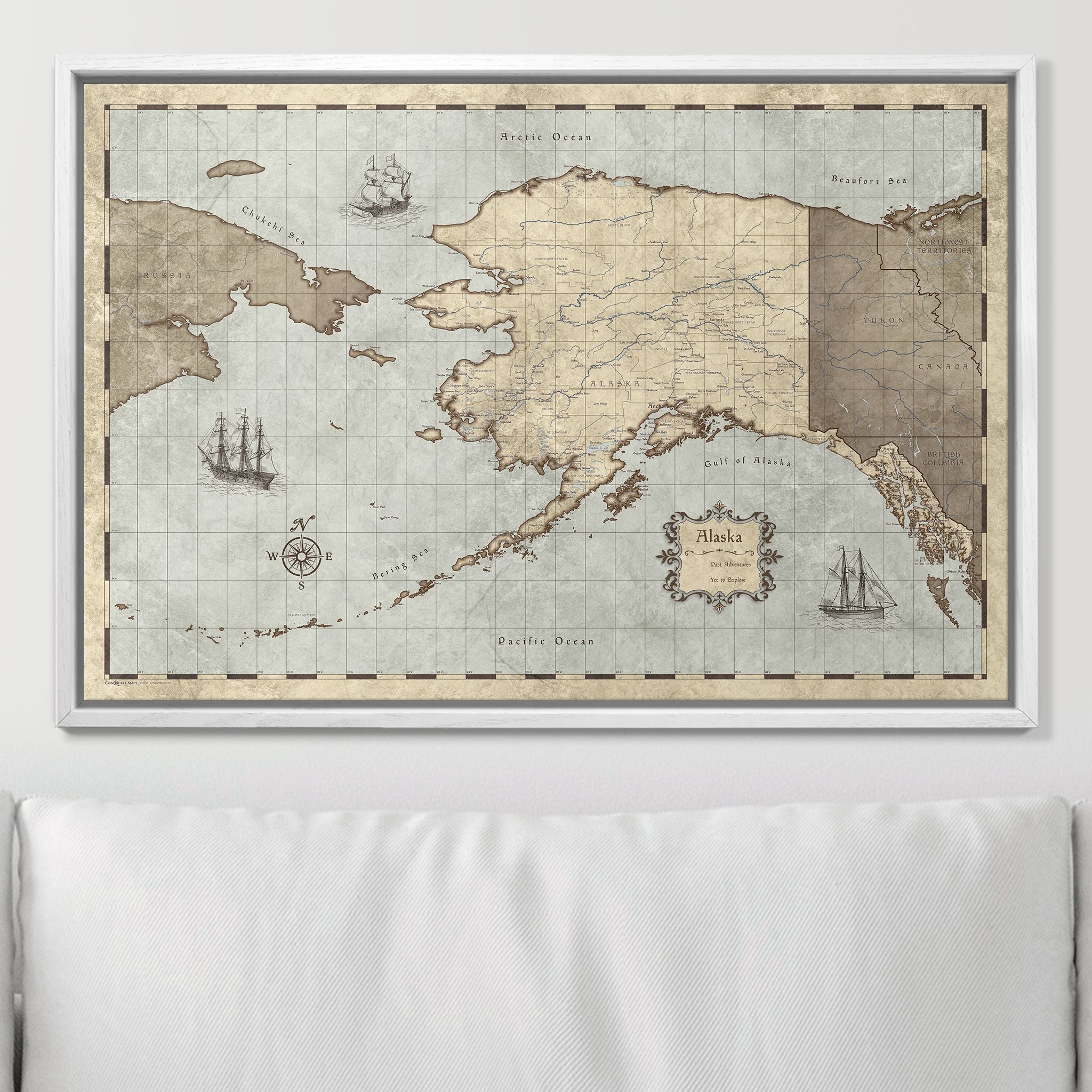 Push Pin Alaska Map (Pin Board) - Rustic Vintage CM Pin Board