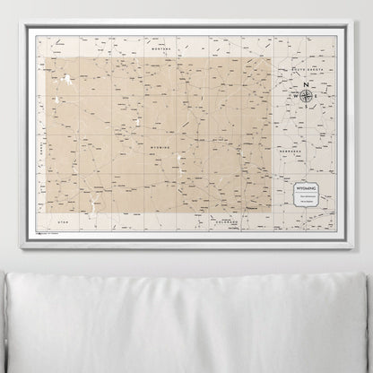 Push Pin Wyoming Map (Pin Board) - Light Brown Color Splash CM Pin Board