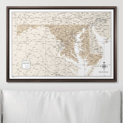 Push Pin Maryland Map (Pin Board) - Light Brown Color Splash CM Pin Board