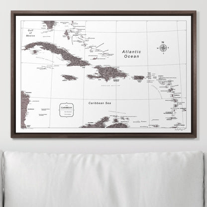 Push Pin Caribbean Map (Pin Board) - Dark Brown Color Splash CM Pin Board