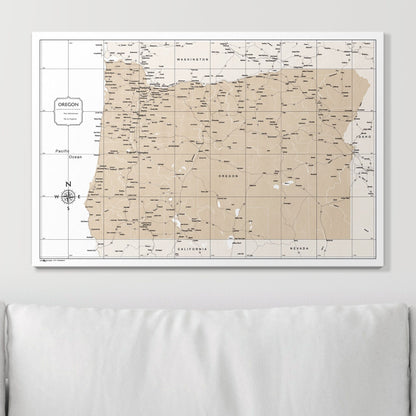 Push Pin Oregon Map (Pin Board) - Light Brown Color Splash CM Pin Board