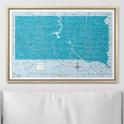 Push Pin South Dakota Map (Pin Board) - Teal Color Splash CM Pin Board