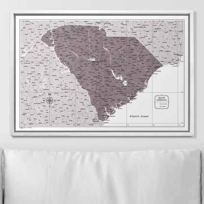 Push Pin South Carolina Map (Pin Board) - Dark Brown Color Splash CM Pin Board