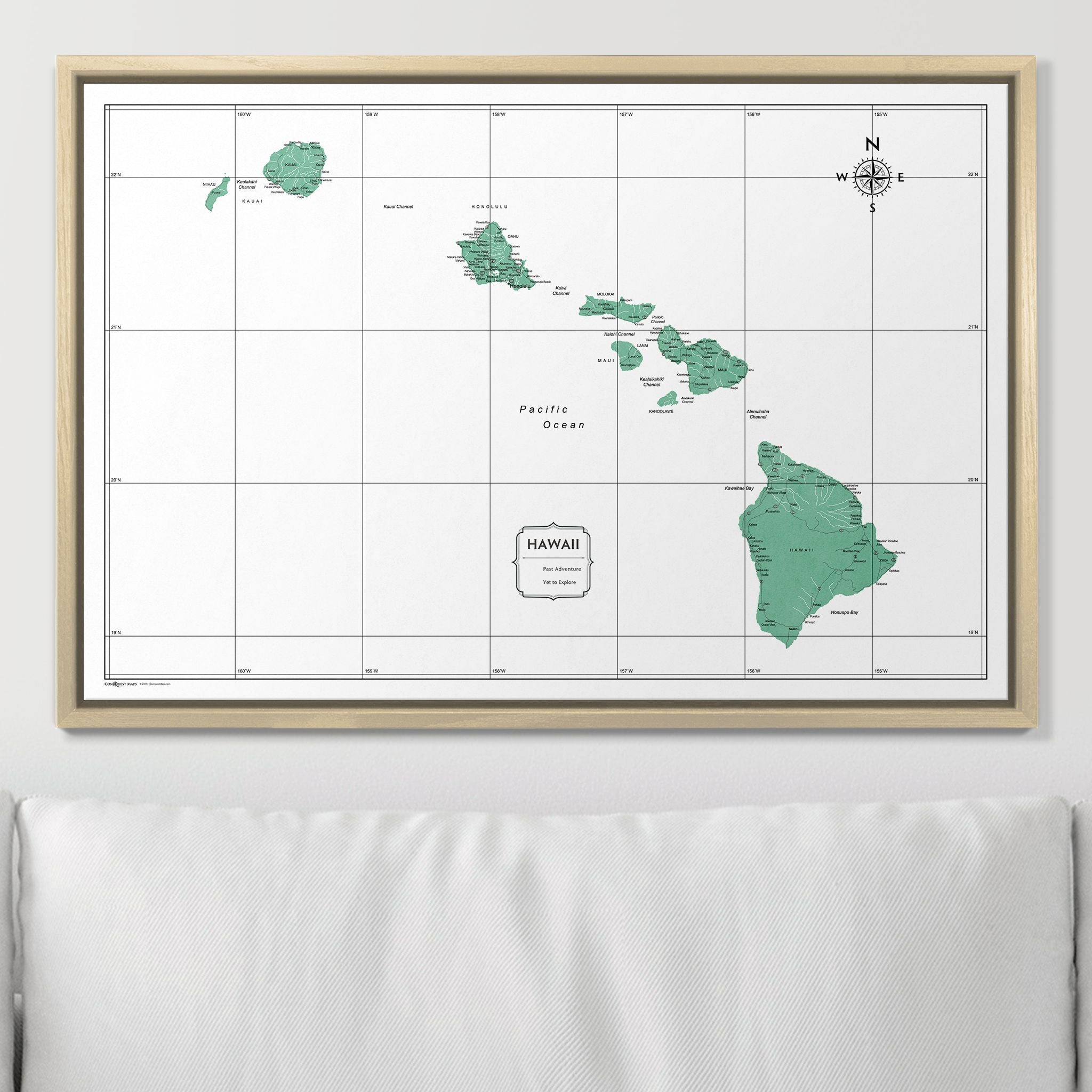 Push Pin Hawaii Map (Pin Board) - Green Color Splash CM Pin Board