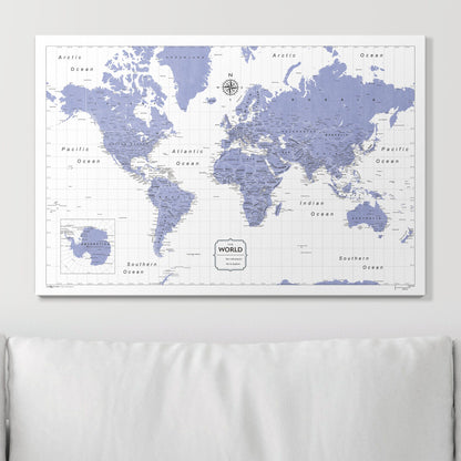 Push Pin World Map (Pin Board) - Purple Color Splash CM Pin Board