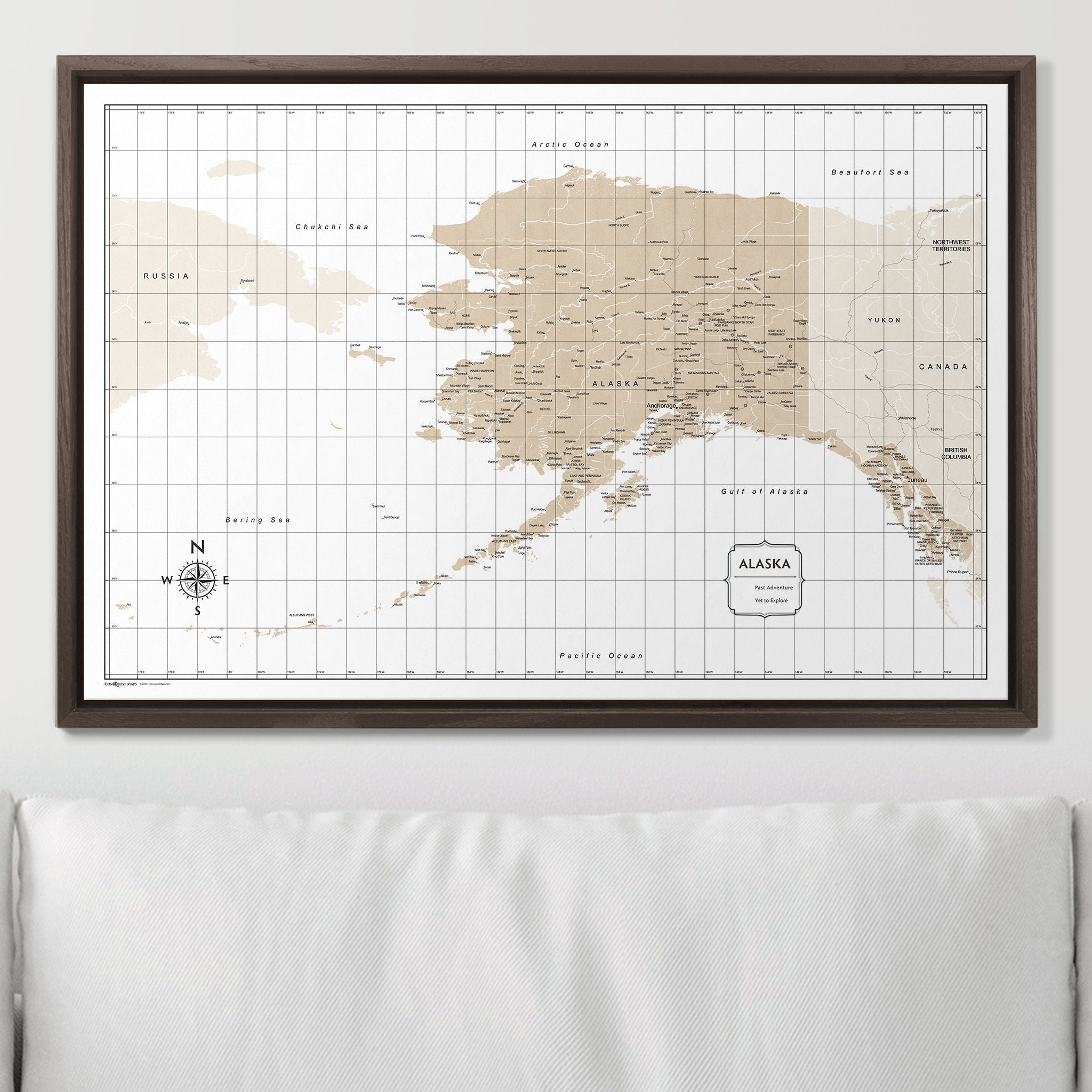 Push Pin Alaska Map (Pin Board) - Light Brown Color Splash CM Pin Board