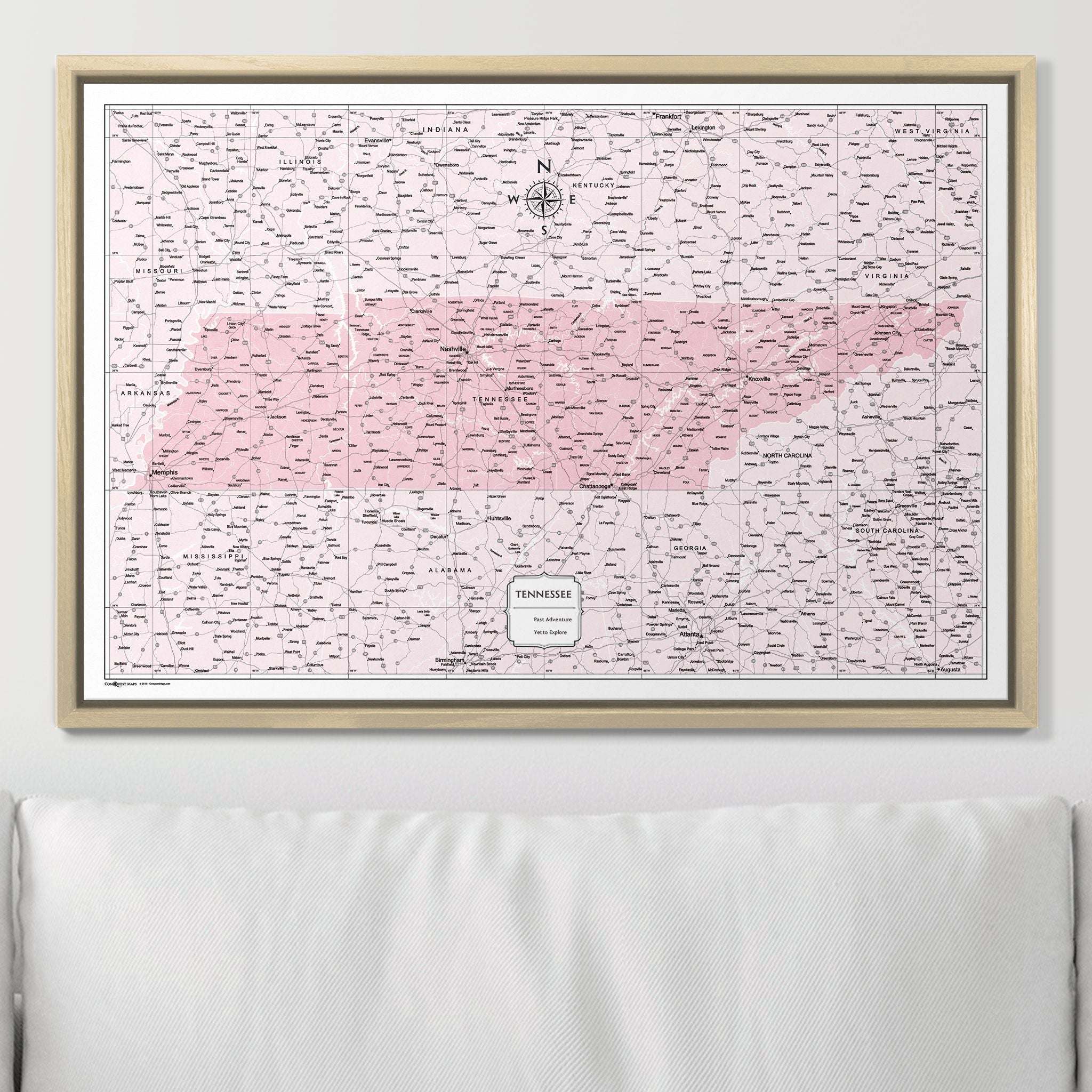 Push Pin Tennessee Map (Pin Board) - Pink Color Splash CM Pin Board