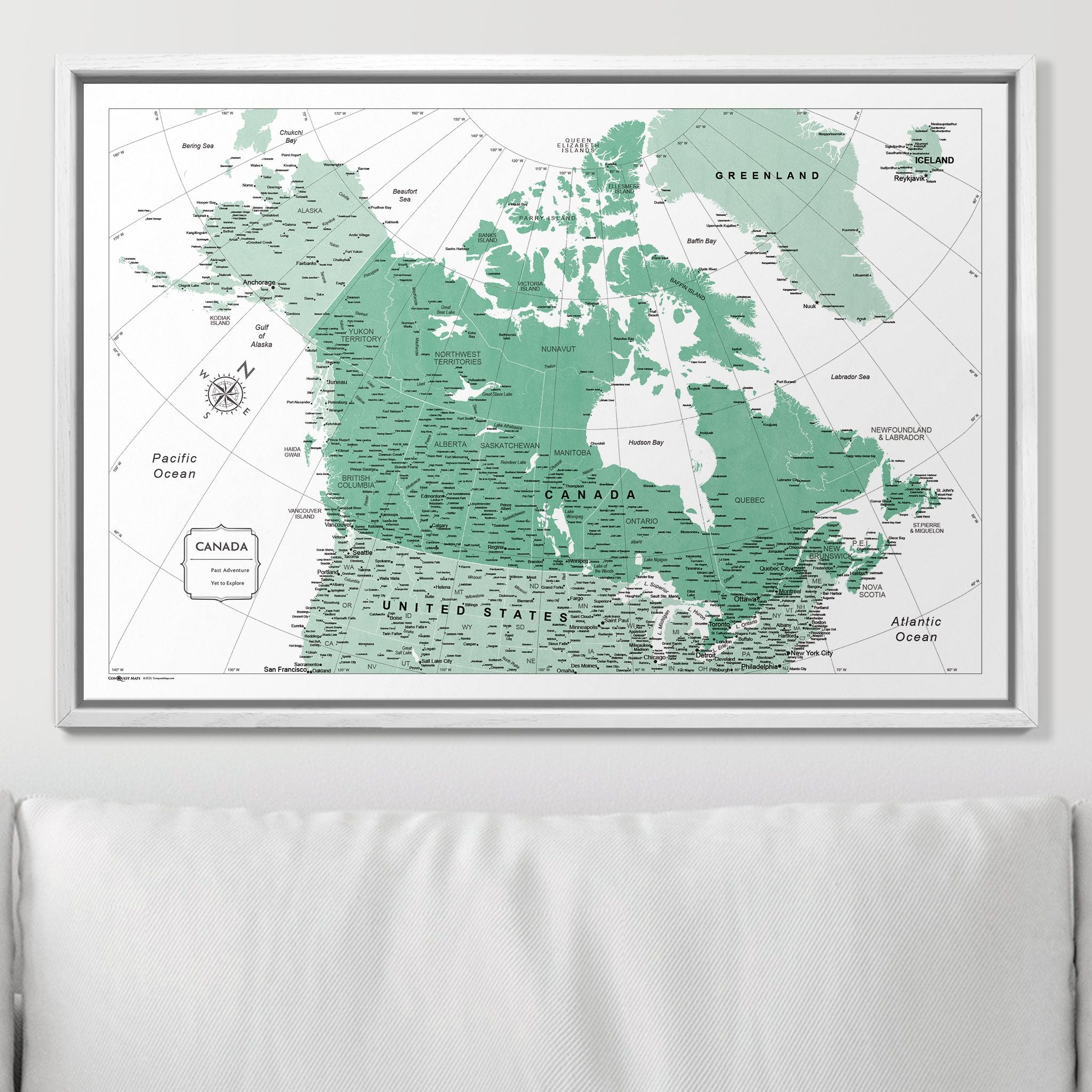 Push Pin Canada Map (Pin Board) - Green Color Splash CM Pin Board