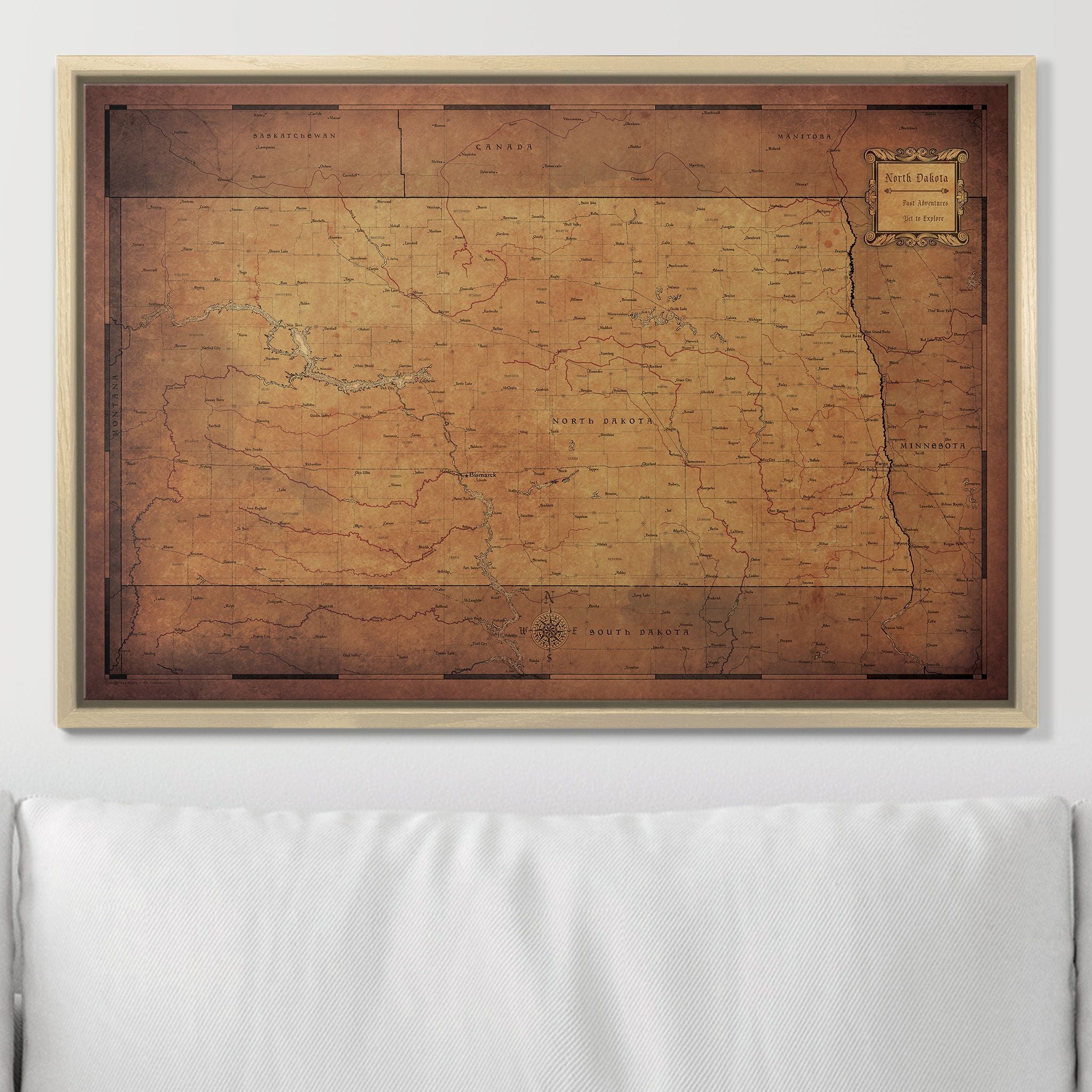 Push Pin North Dakota Map (Pin Board) - Golden Aged CM Pin Board