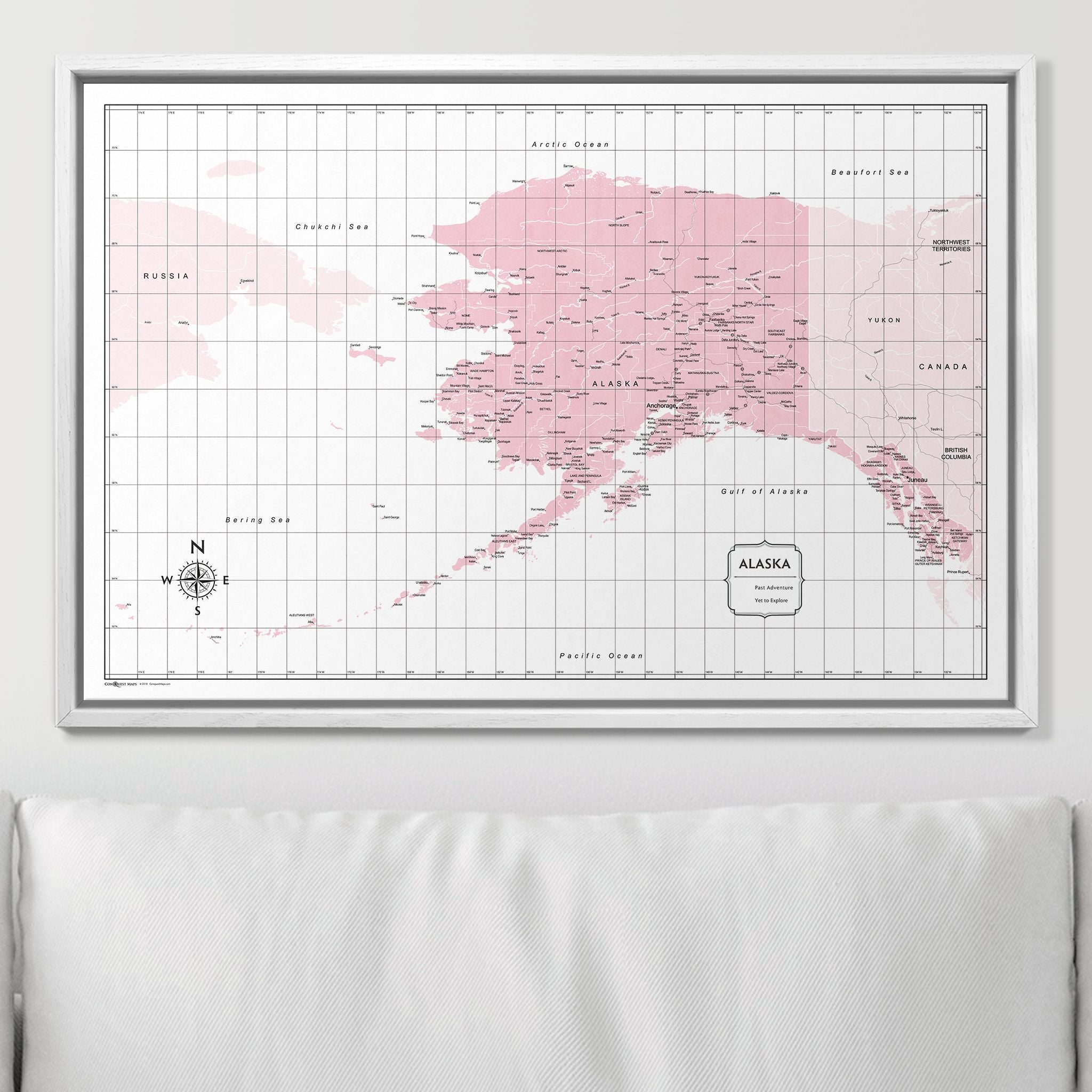 Push Pin Alaska Map (Pin Board) - Pink Color Splash CM Pin Board