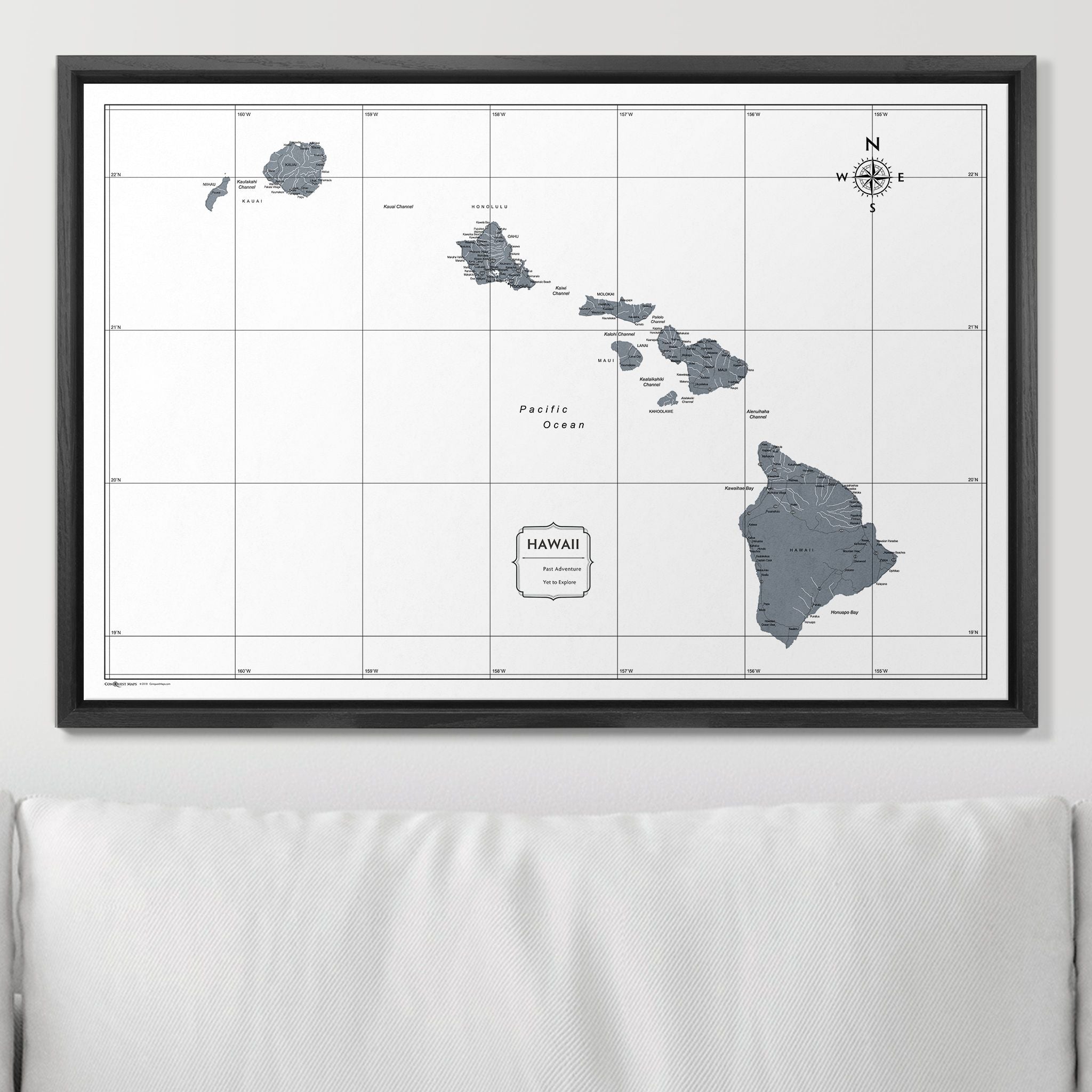 Push Pin Hawaii Map (Pin Board) - Dark Gray Color Splash CM Pin Board