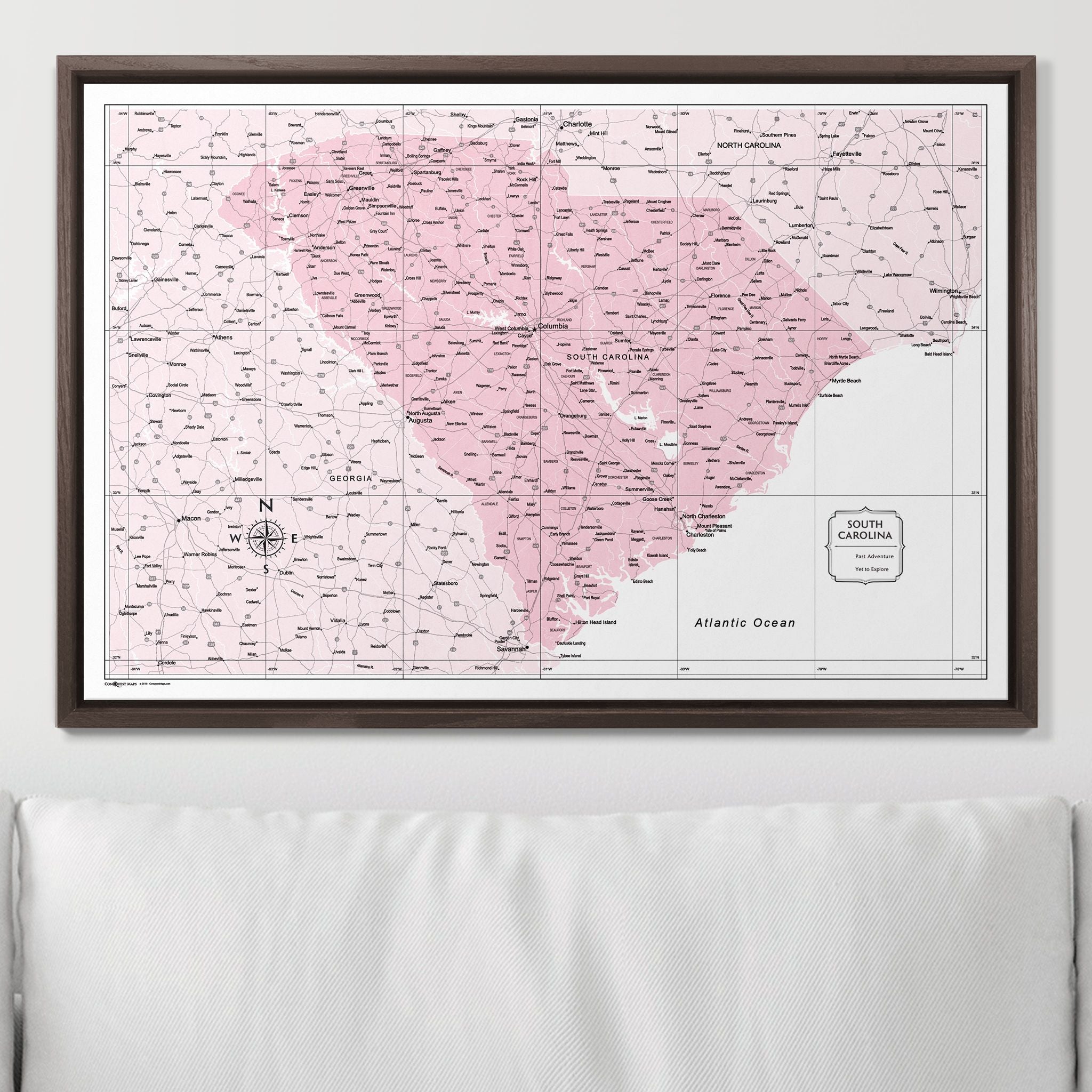 Push Pin South Carolina Map (Pin Board) - Pink Color Splash CM Pin Board