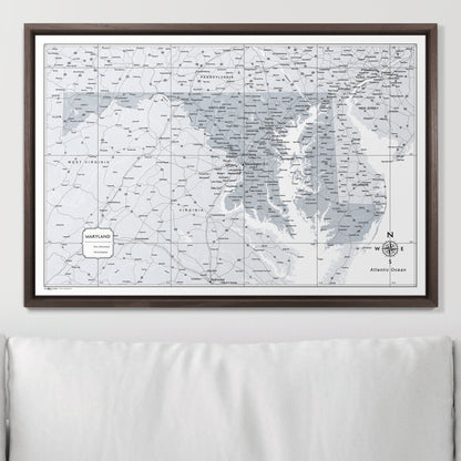 Push Pin Maryland Map (Pin Board) - Light Gray Color Splash CM Pin Board