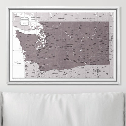 Push Pin Washington Map (Pin Board) - Dark Brown Color Splash CM Pin Board