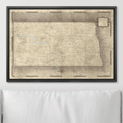 Push Pin North Dakota Map (Pin Board) - Rustic Vintage CM Pin Board