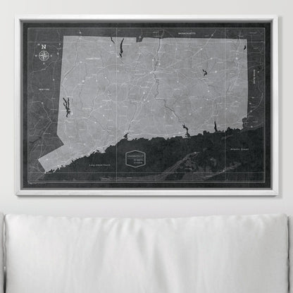 Push Pin Connecticut Map (Pin Board) - Modern Slate CM Pin Board