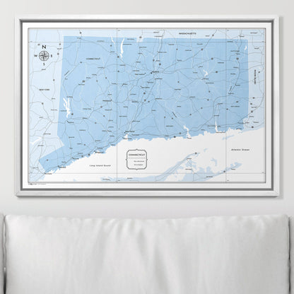 Push Pin Connecticut Map (Pin Board) - Light Blue Color Splash CM Pin Board