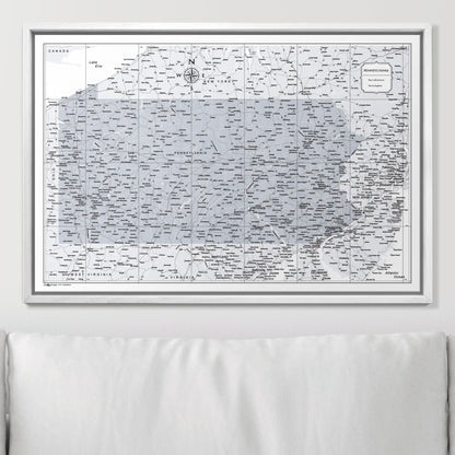 Push Pin Pennsylvania Map (Pin Board) - Light Gray Color Splash CM Pin Board