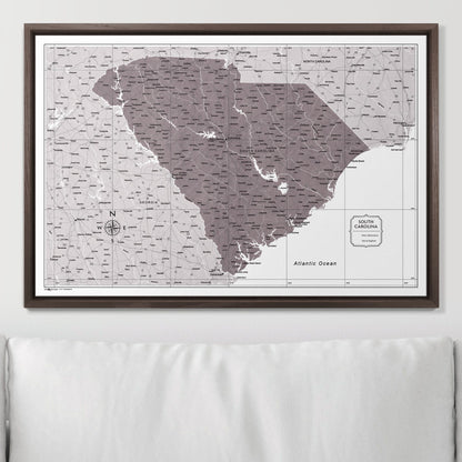 Push Pin South Carolina Map (Pin Board) - Dark Brown Color Splash CM Pin Board