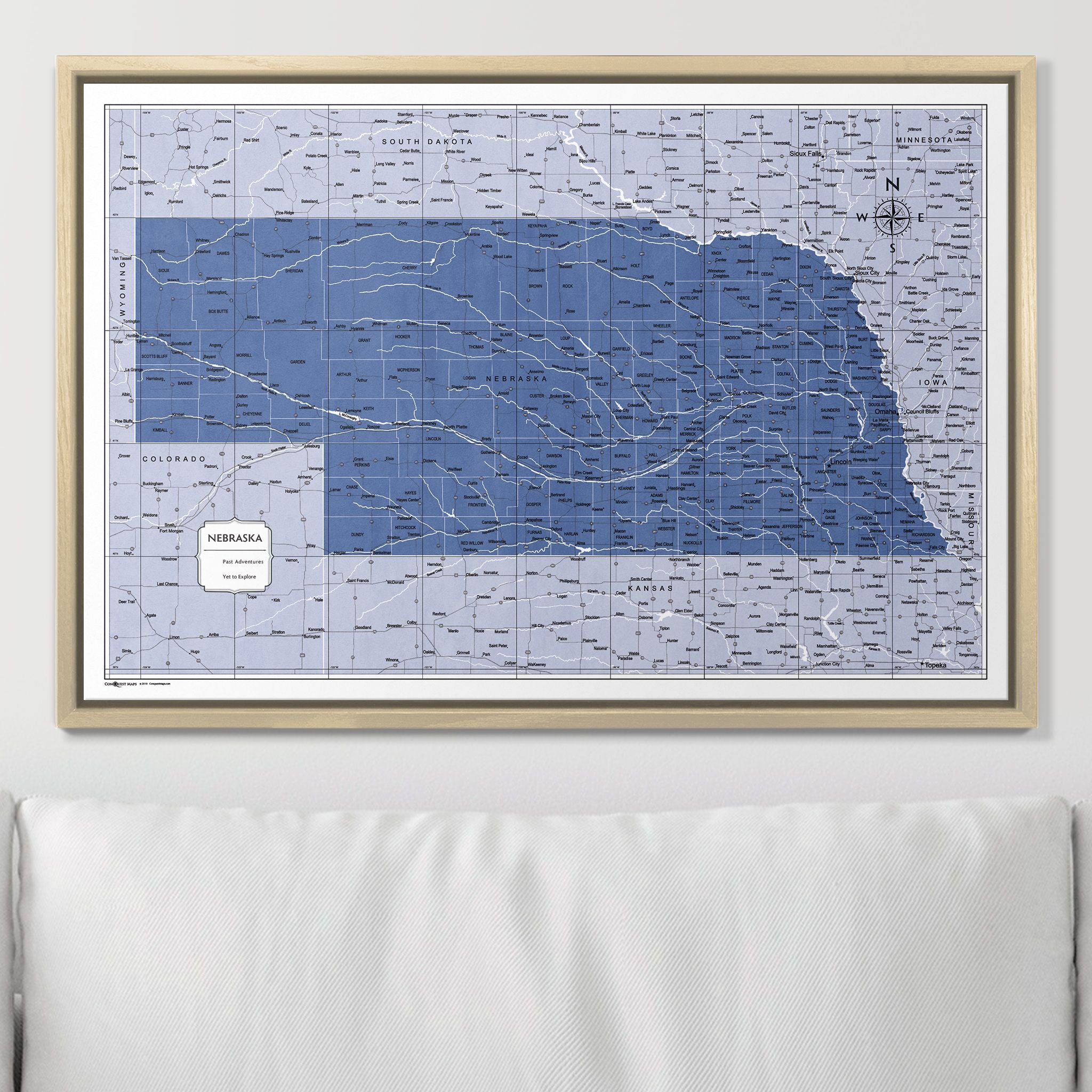 Push Pin Nebraska Map (Pin Board) - Navy Color Splash CM Pin Board