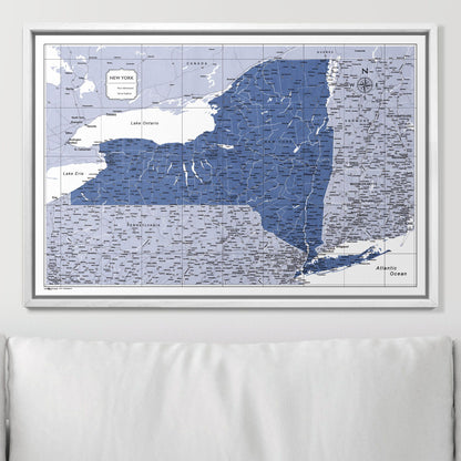 Push Pin New York Map (Pin Board) - Navy Color Splash CM Pin Board