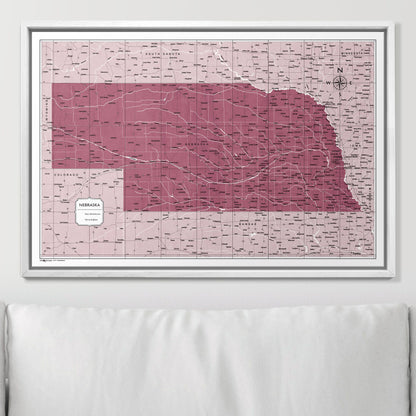 Push Pin Nebraska Map (Pin Board) - Burgundy Color Splash CM Pin Board