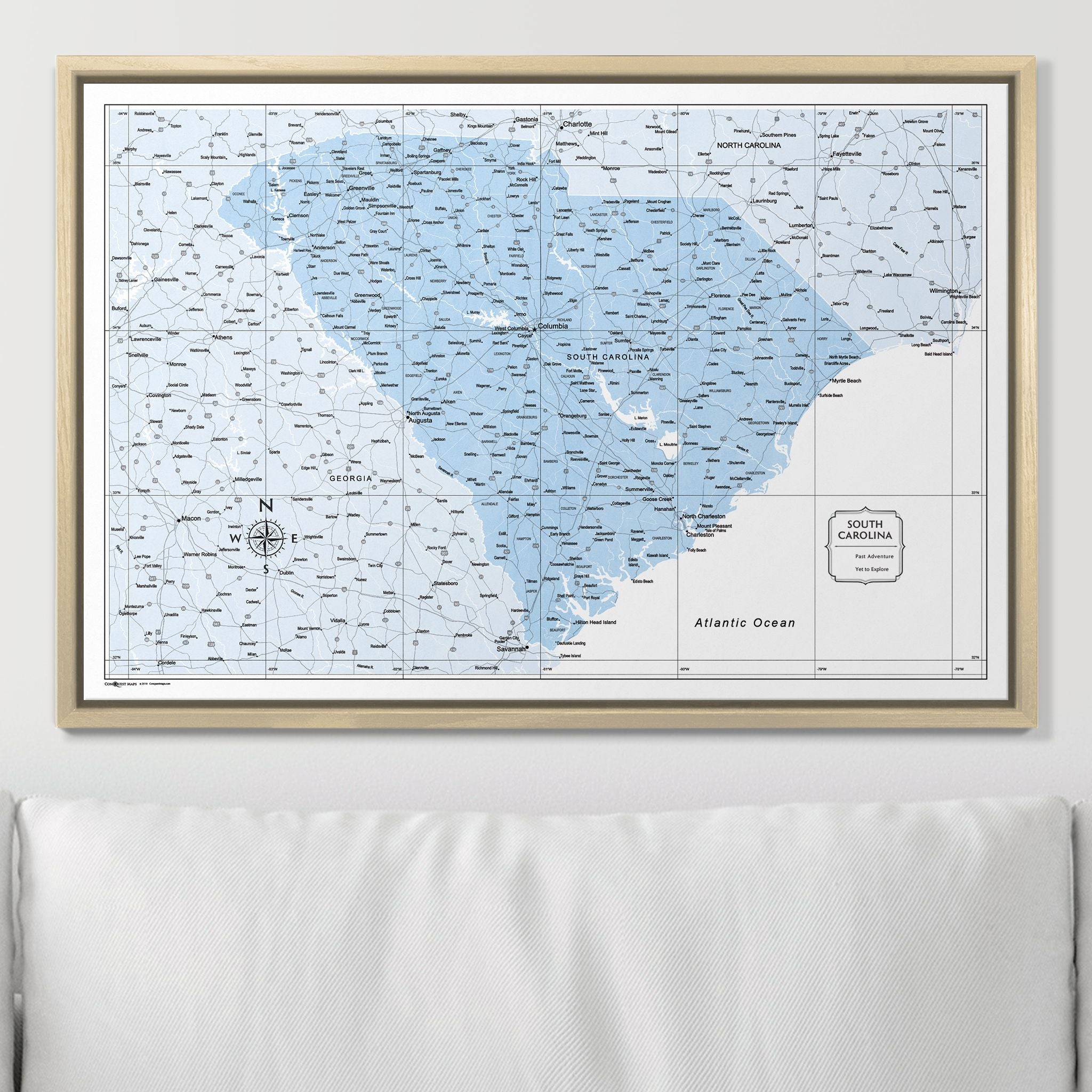 Push Pin South Carolina Map (Pin Board) - Light Blue Color Splash CM Pin Board