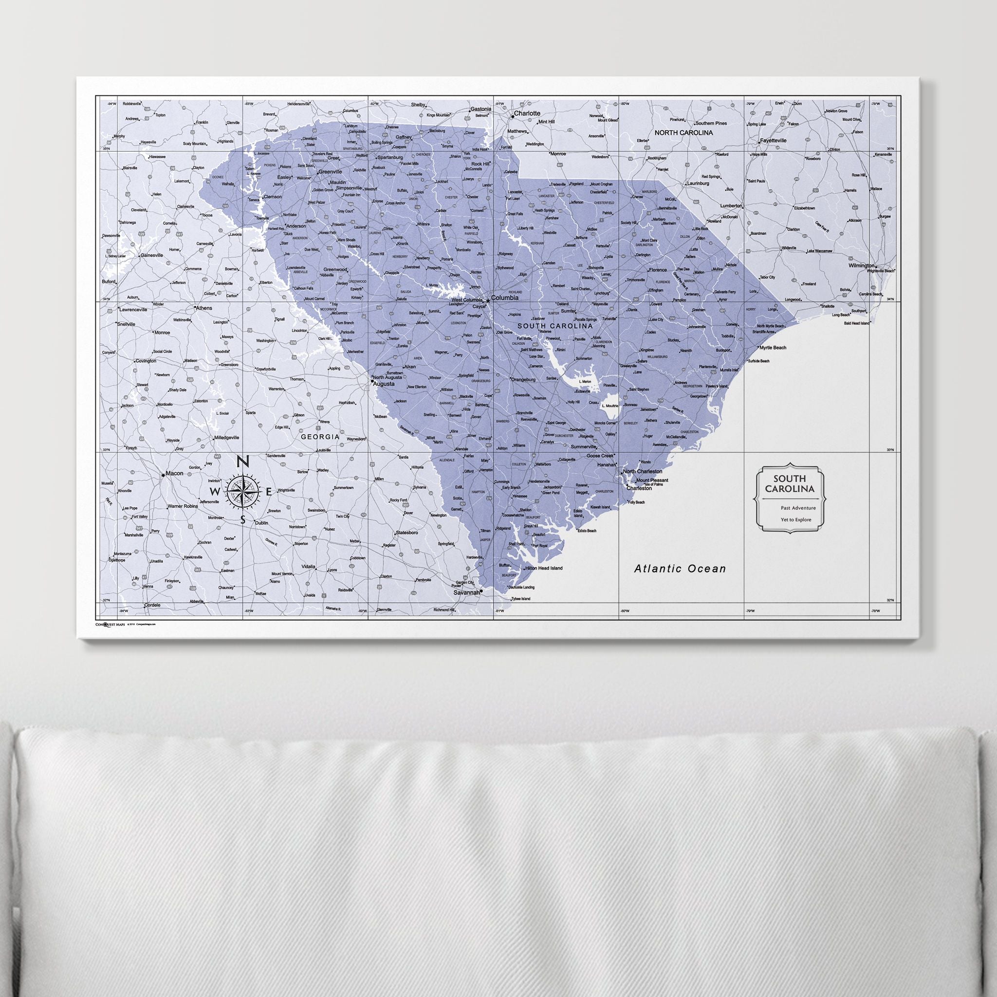 Push Pin South Carolina Map (Pin Board) - Purple Color Splash CM Pin Board