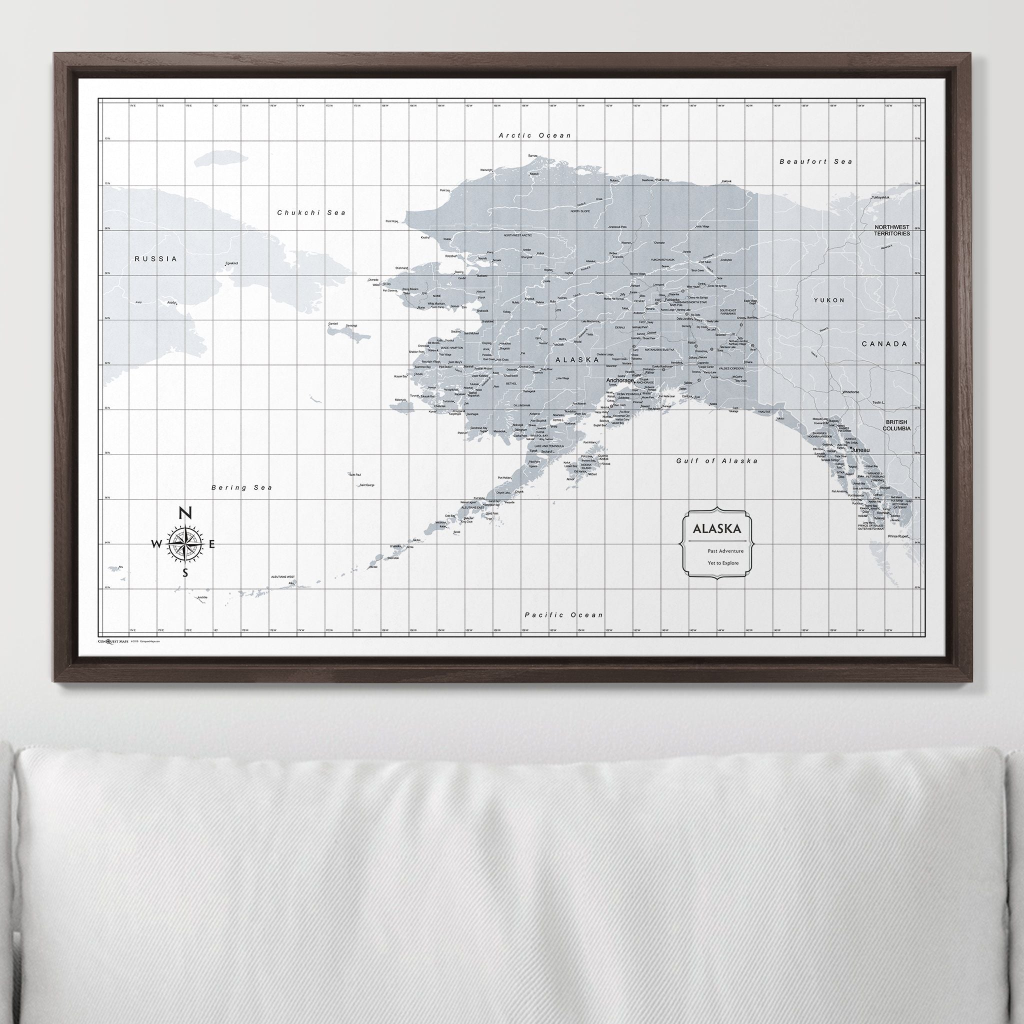 Push Pin Alaska Map (Pin Board) - Light Gray Color Splash CM Pin Board