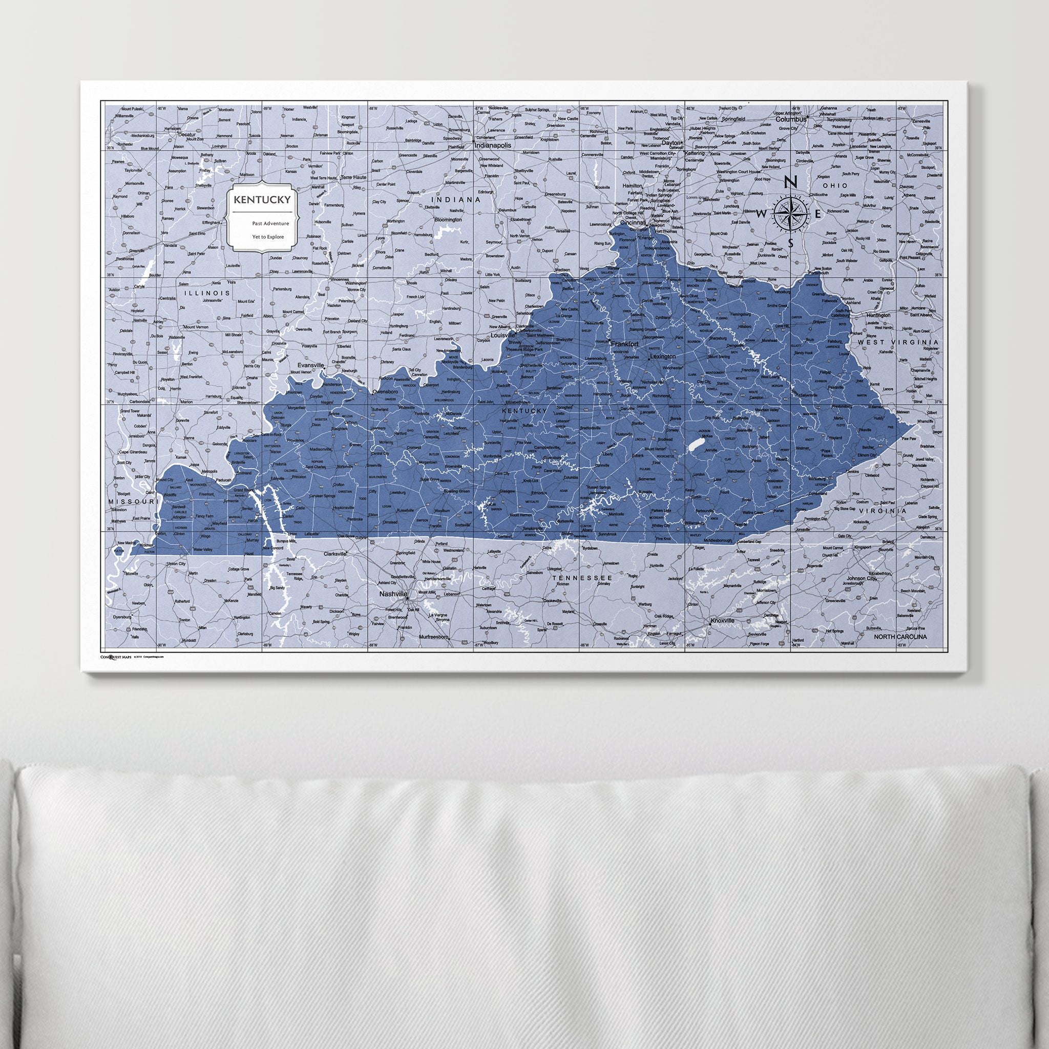 Push Pin Kentucky Map (Pin Board) - Navy Color Splash CM Pin Board