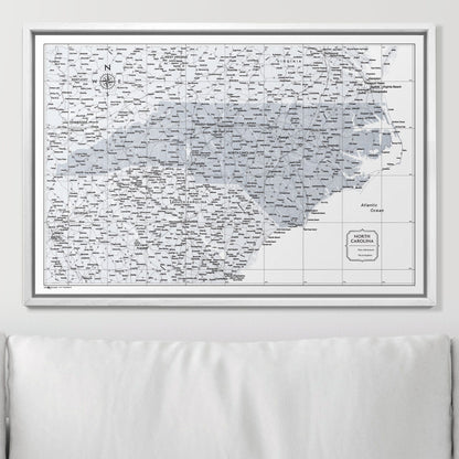 Push Pin North Carolina Map (Pin Board) - Light Gray Color Splash CM Pin Board