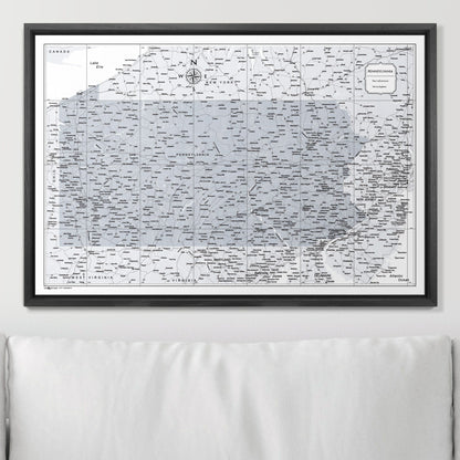 Push Pin Pennsylvania Map (Pin Board) - Light Gray Color Splash CM Pin Board