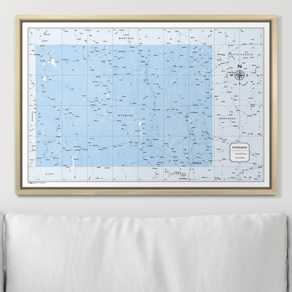 Push Pin Wyoming Map (Pin Board) - Light Blue Color Splash CM Pin Board