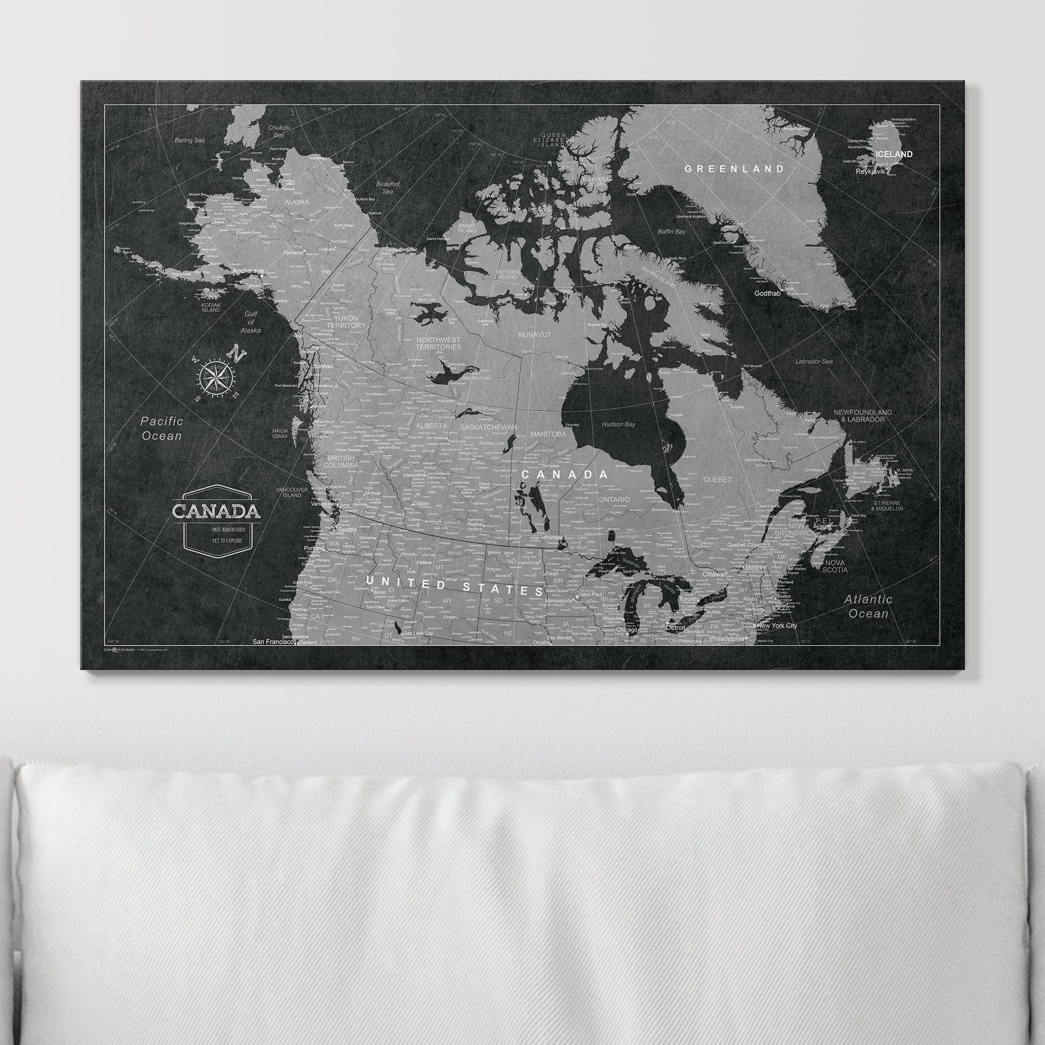 Push Pin Canada Map (Pin Board) - Modern Slate CM Pin Board