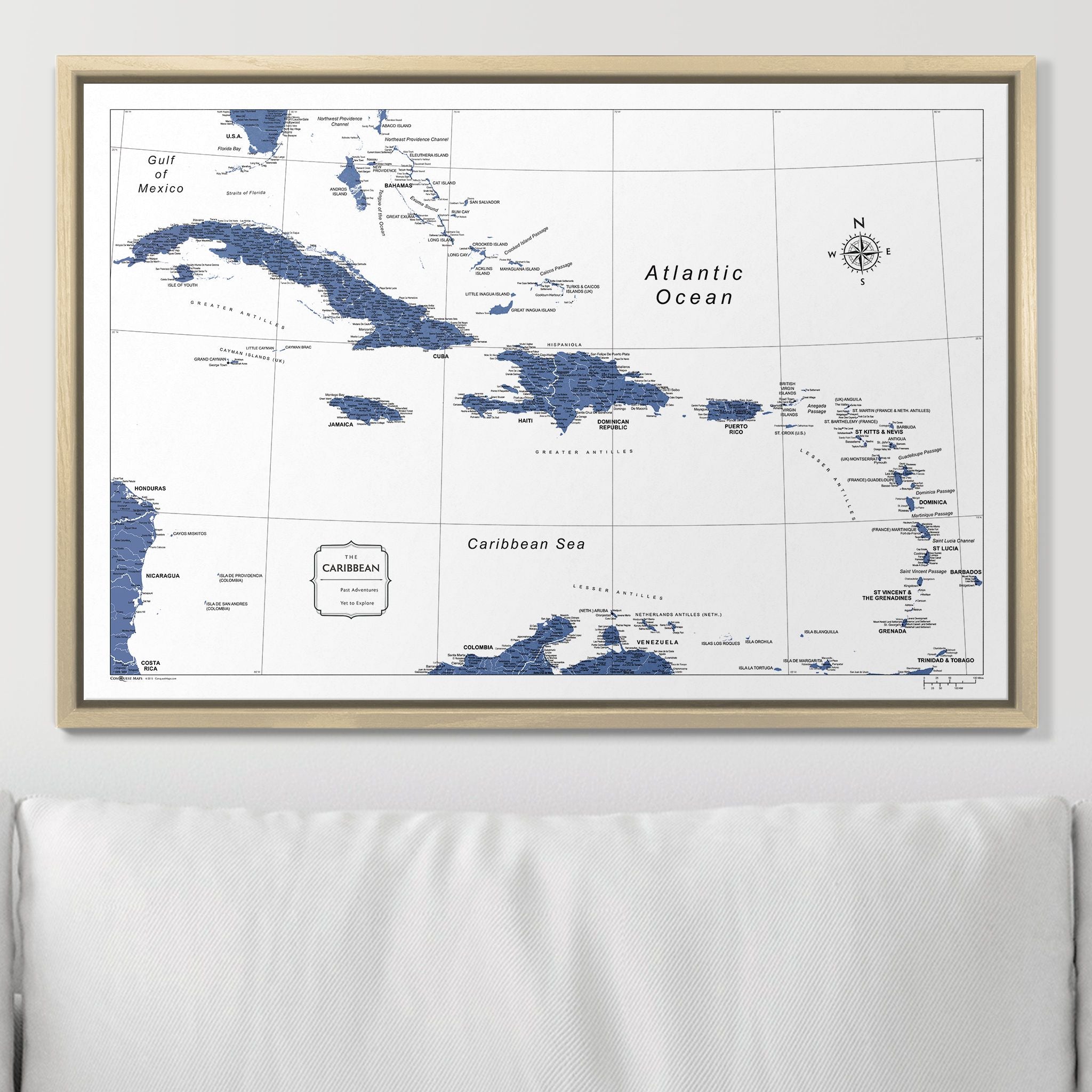 Push Pin Caribbean Map (Pin Board) - Navy Color Splash CM Pin Board