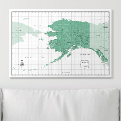 Push Pin Alaska Map (Pin Board) - Green Color Splash CM Pin Board