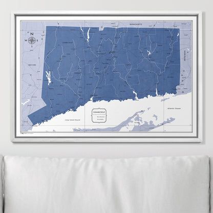 Push Pin Connecticut Map (Pin Board) - Navy Color Splash CM Pin Board