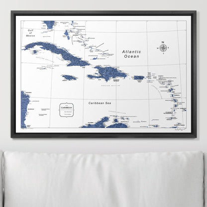 Push Pin Caribbean Map (Pin Board) - Navy Color Splash CM Pin Board