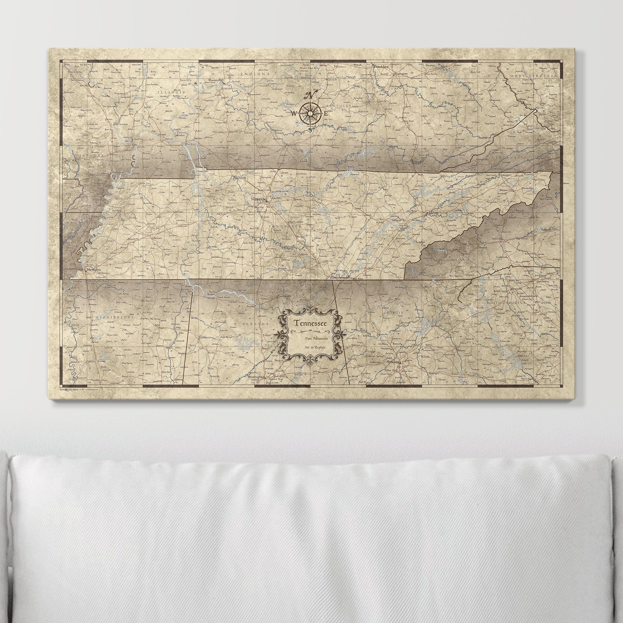 Push Pin Tennessee Map (Pin Board) - Rustic Vintage CM Pin Board