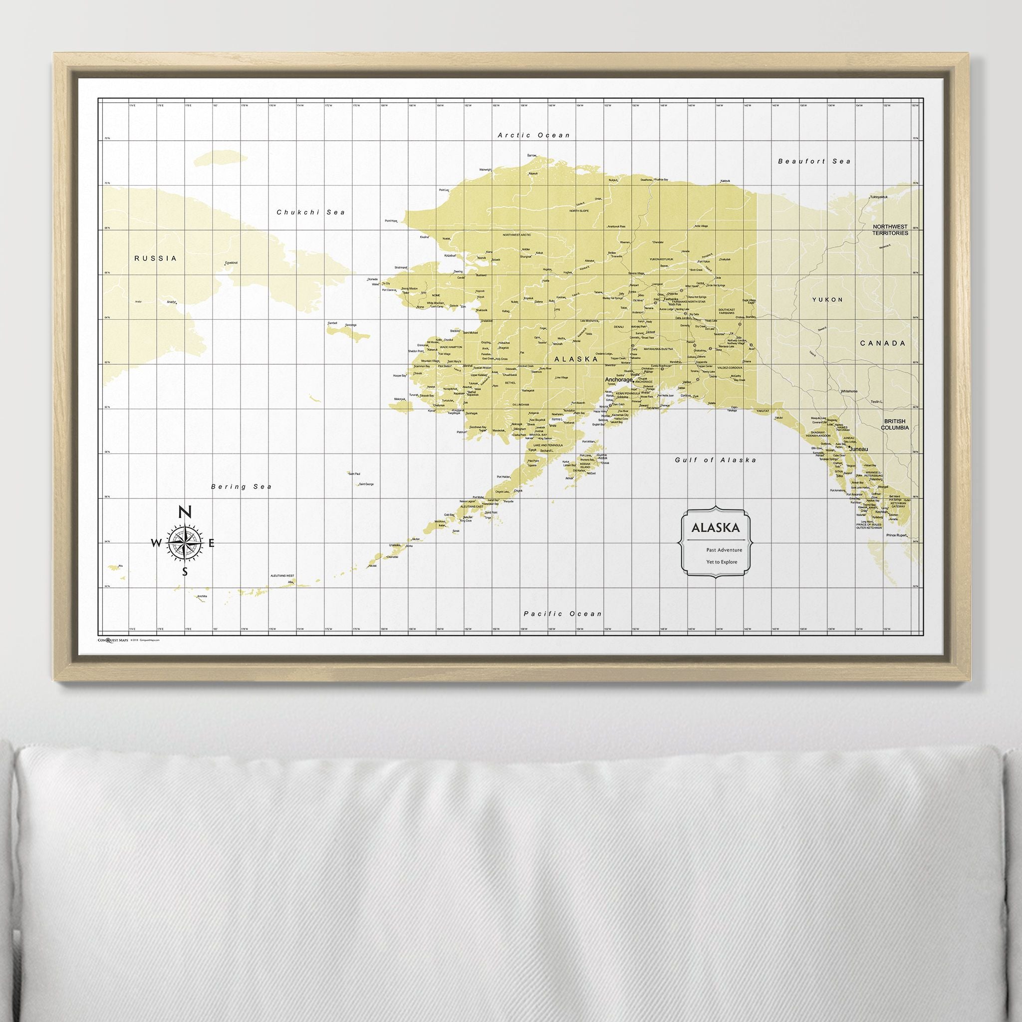 Push Pin Alaska Map (Pin Board) - Yellow Color Splash CM Pin Board