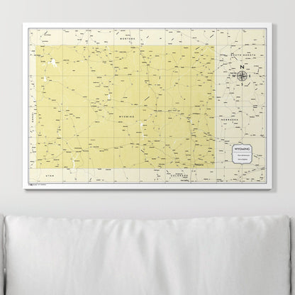 Push Pin Wyoming Map (Pin Board) - Yellow Color Splash CM Pin Board