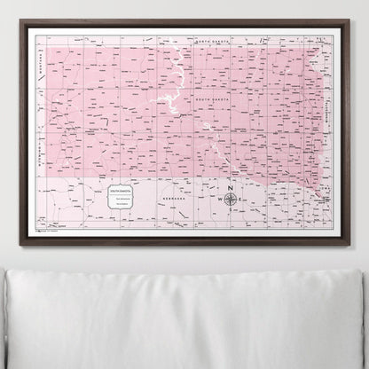 Push Pin South Dakota Map (Pin Board) - Pink Color Splash CM Pin Board