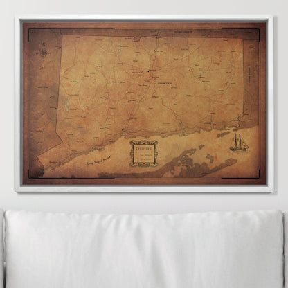 Push Pin Connecticut Map (Pin Board) - Golden Aged CM Pin Board