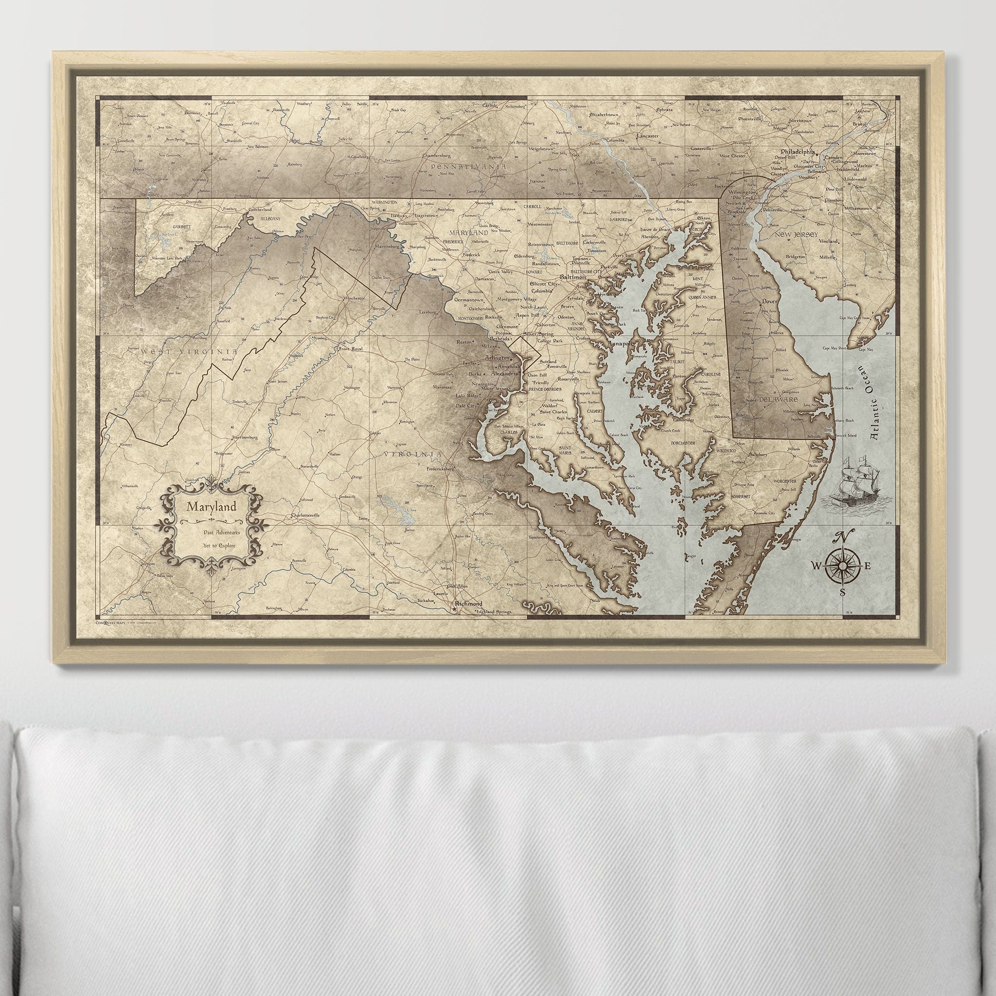 Push Pin Maryland Map (Pin Board) - Rustic Vintage CM Pin Board