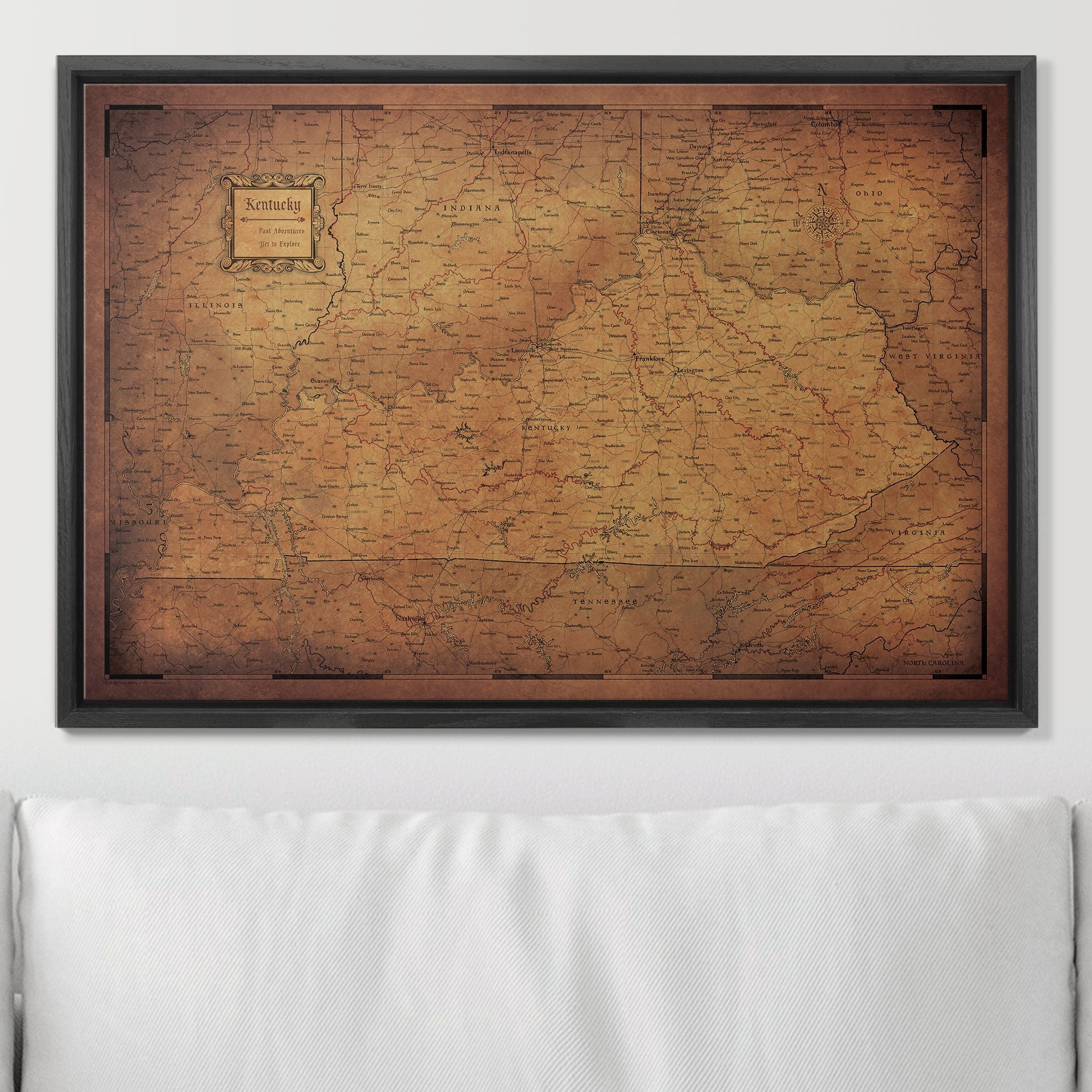 Push Pin Kentucky Map (Pin Board) - Golden Aged CM Pin Board