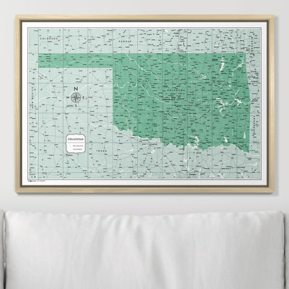 Push Pin Oklahoma Map (Pin Board) - Green Color Splash CM Pin Board