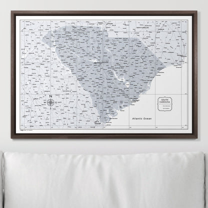 Push Pin South Carolina Map (Pin Board) - Light Gray Color Splash CM Pin Board